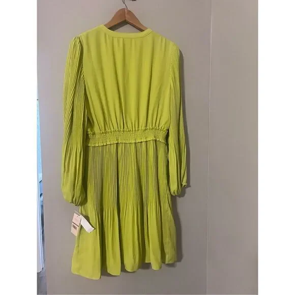 Nanette Lepore Women’s Size 14 Long Sleeve Pleated Button Up Dress Green - Picture 16 of 16